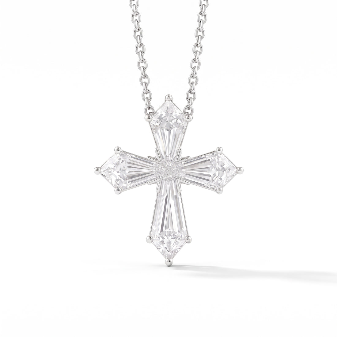 Kite Diamond Cross Necklace | White Gold
