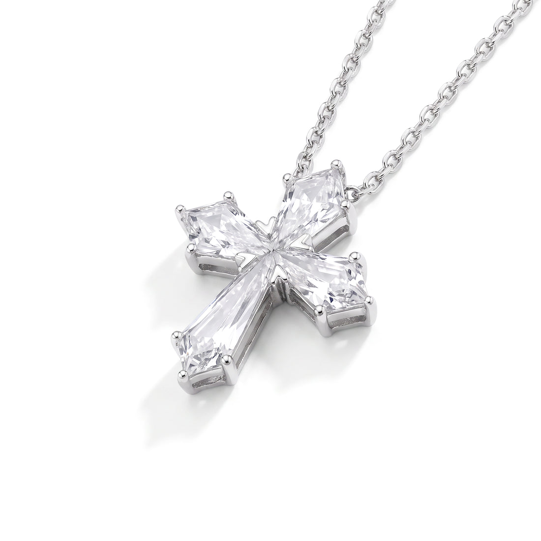 Kite Diamond Cross Necklace | White Gold