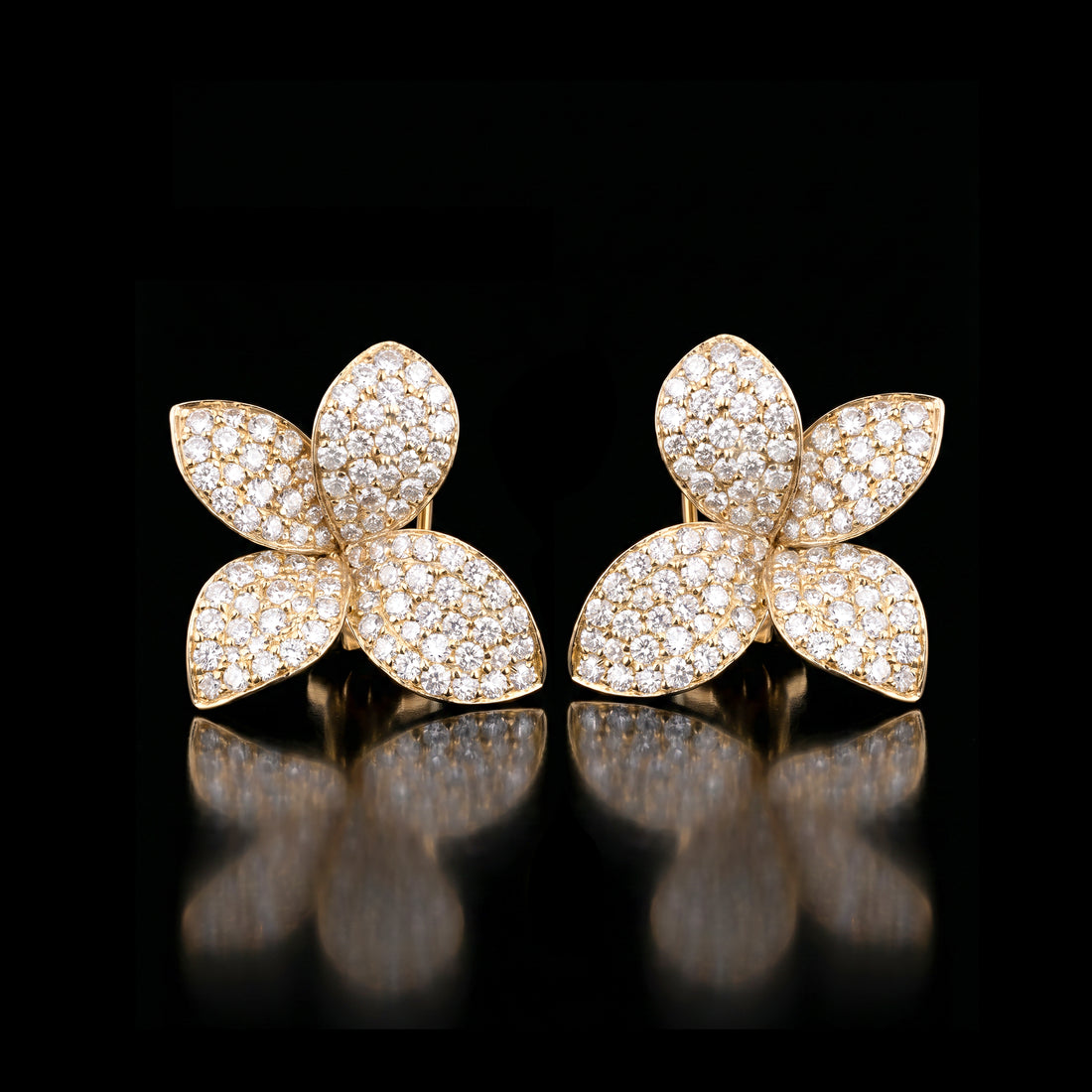 Floral Petal Pavé Diamond Earrings