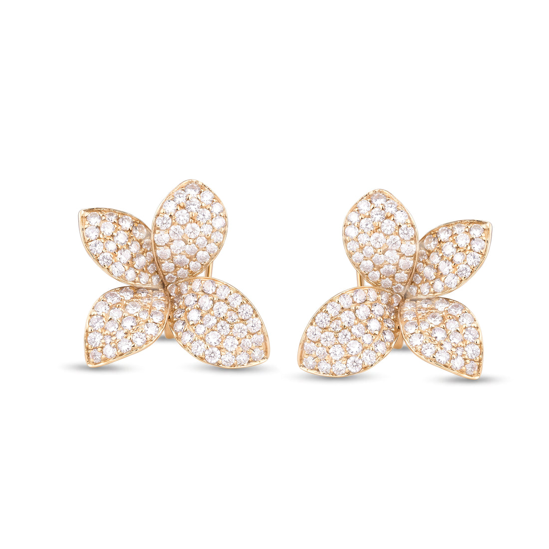 Floral Petal Pavé Diamond Earrings