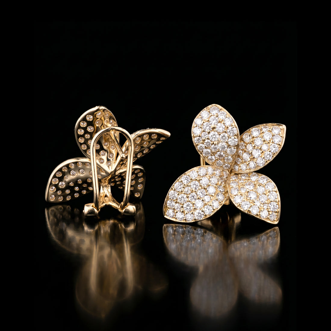 Floral Petal Pavé Diamond Earrings