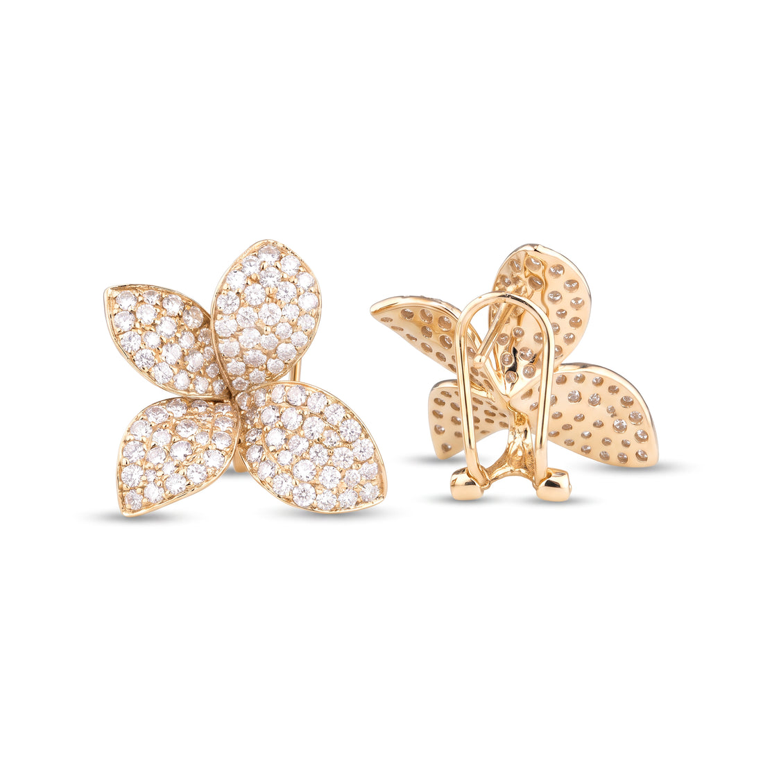 Floral Petal Pavé Diamond Earrings
