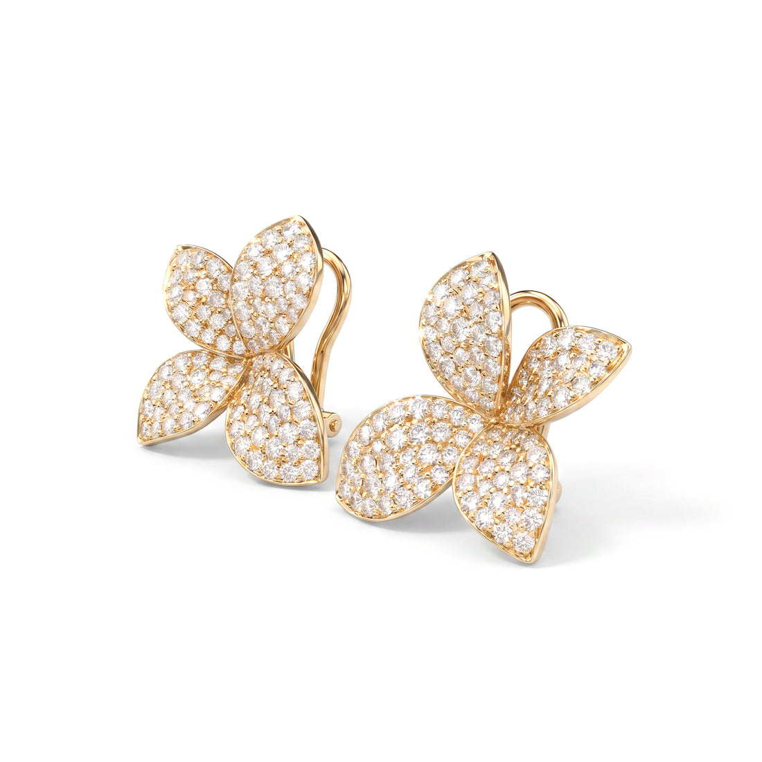 Floral Petal Pavé Diamond Earrings