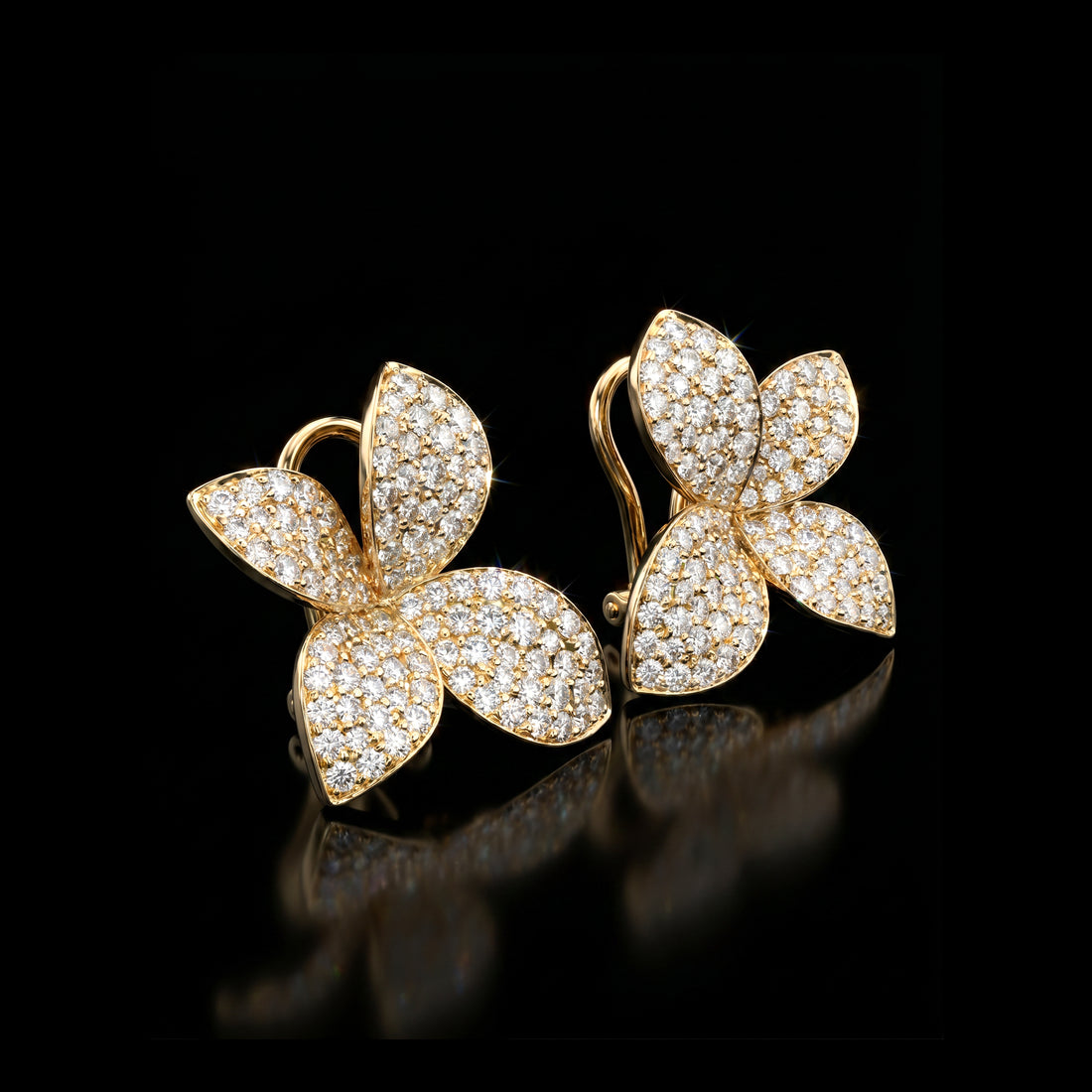 Floral Petal Diamond Earrings