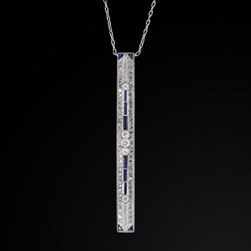 Deco Sapphire & Diamond Necklace