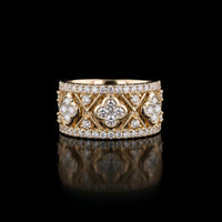 14K Diamond Band with Diamond Clover Design, 1.12CT