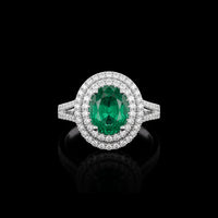 Oval Emerald Diamond Halo Ring