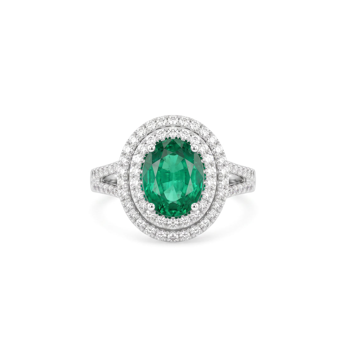 Oval Emerald Diamond Halo Ring
