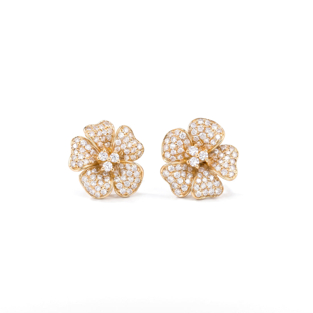 Pavé Diamond Flower Stud Earrings