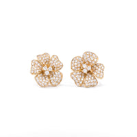 Pavé Diamond Flower Stud Earrings