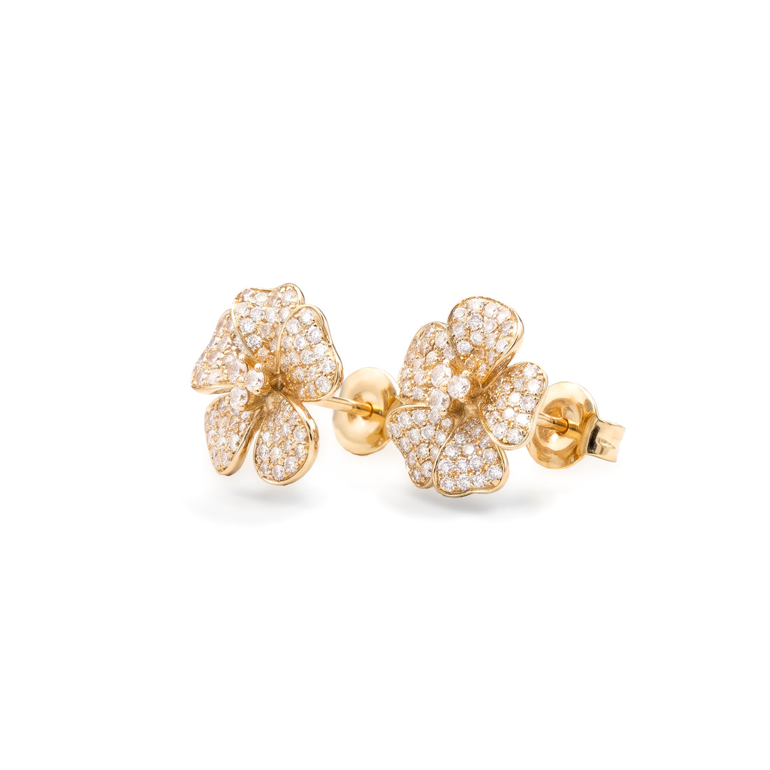Pavé Diamond Flower Stud Earrings