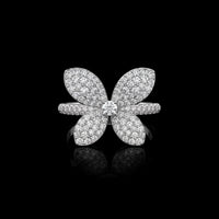 Pavé Diamond Petal Flower Ring