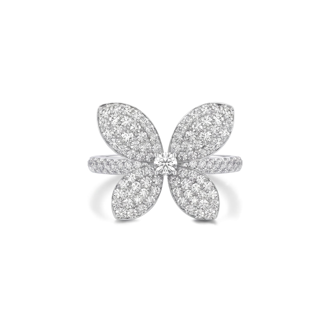 Pavé Diamond Petal Flower Ring