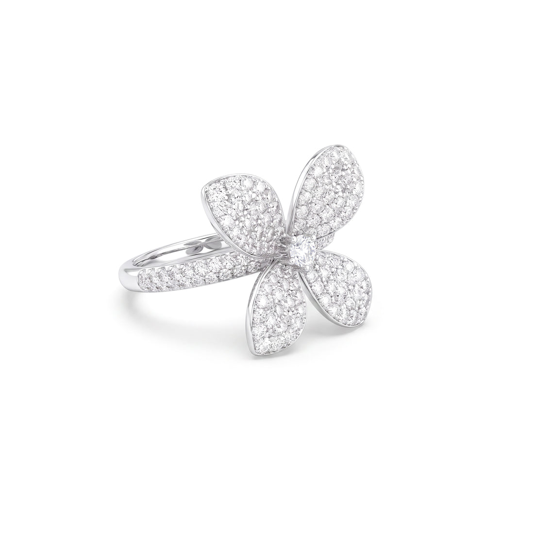 Pavé Diamond Petal Flower Ring
