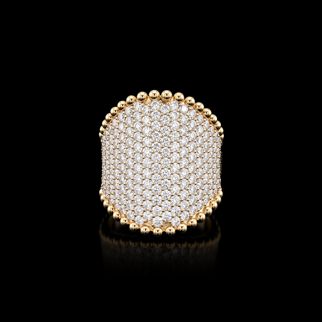 Beaded Border Pavé Diamond Ring