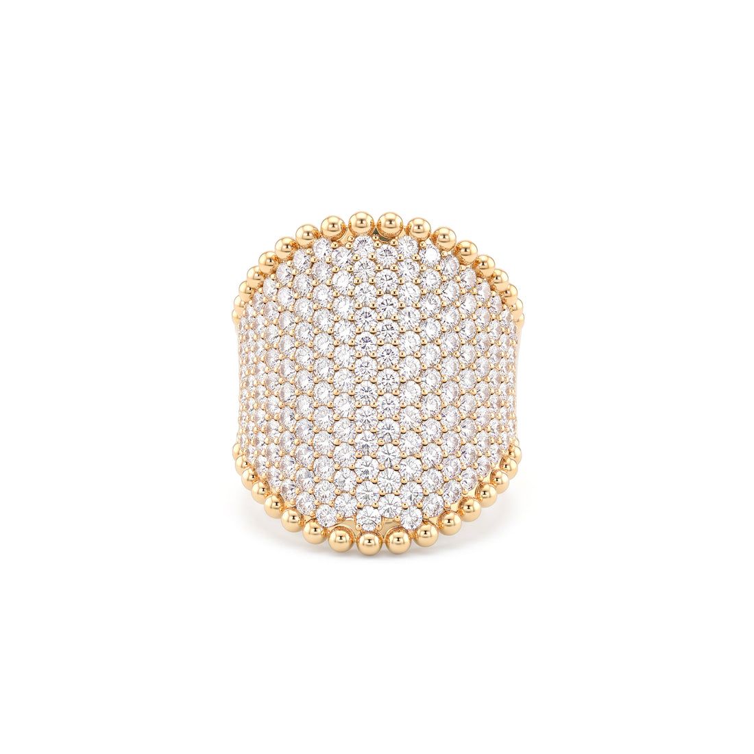 Beaded Border Pavé Diamond Ring