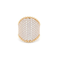 Beaded Border Pavé Diamond Ring