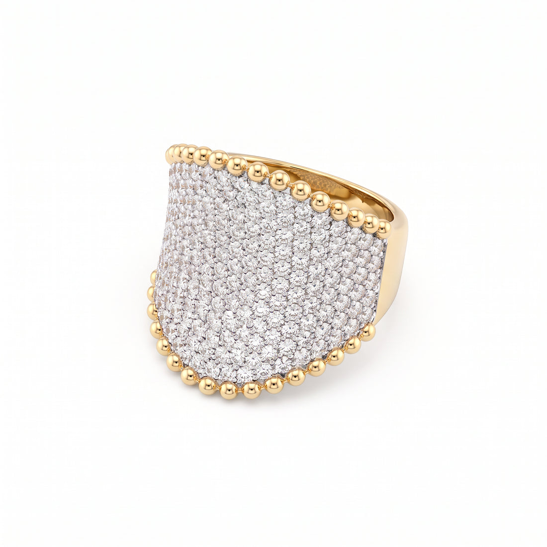 Beaded Border Pavé Diamond Ring