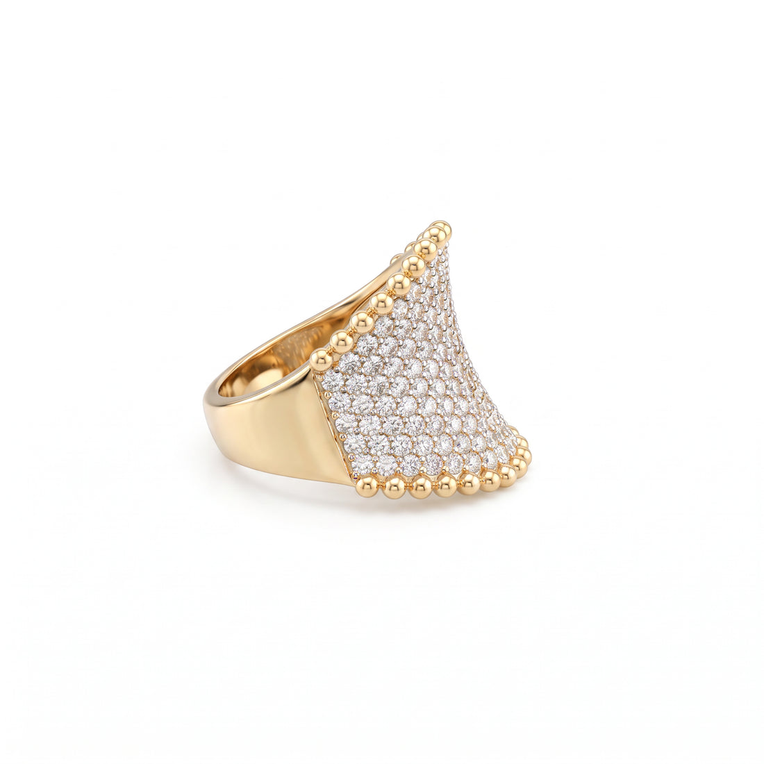 Beaded Border Pavé Diamond Ring