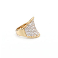 Beaded Border Pavé Diamond Ring