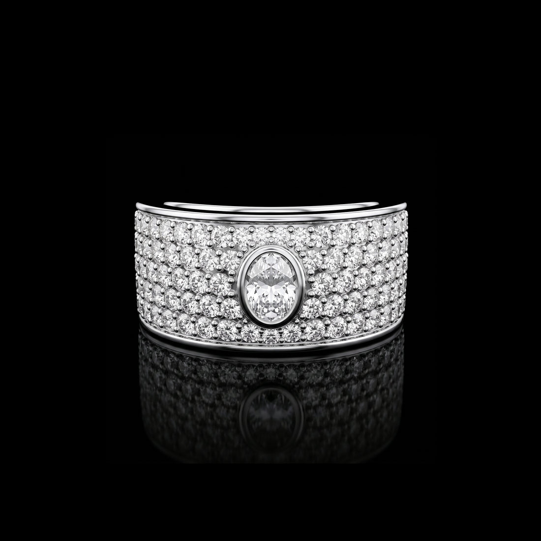 Effy Pavé Oval Center Diamond Ring