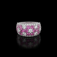 Pink Sapphire and Diamond Pavé Vintage Ring