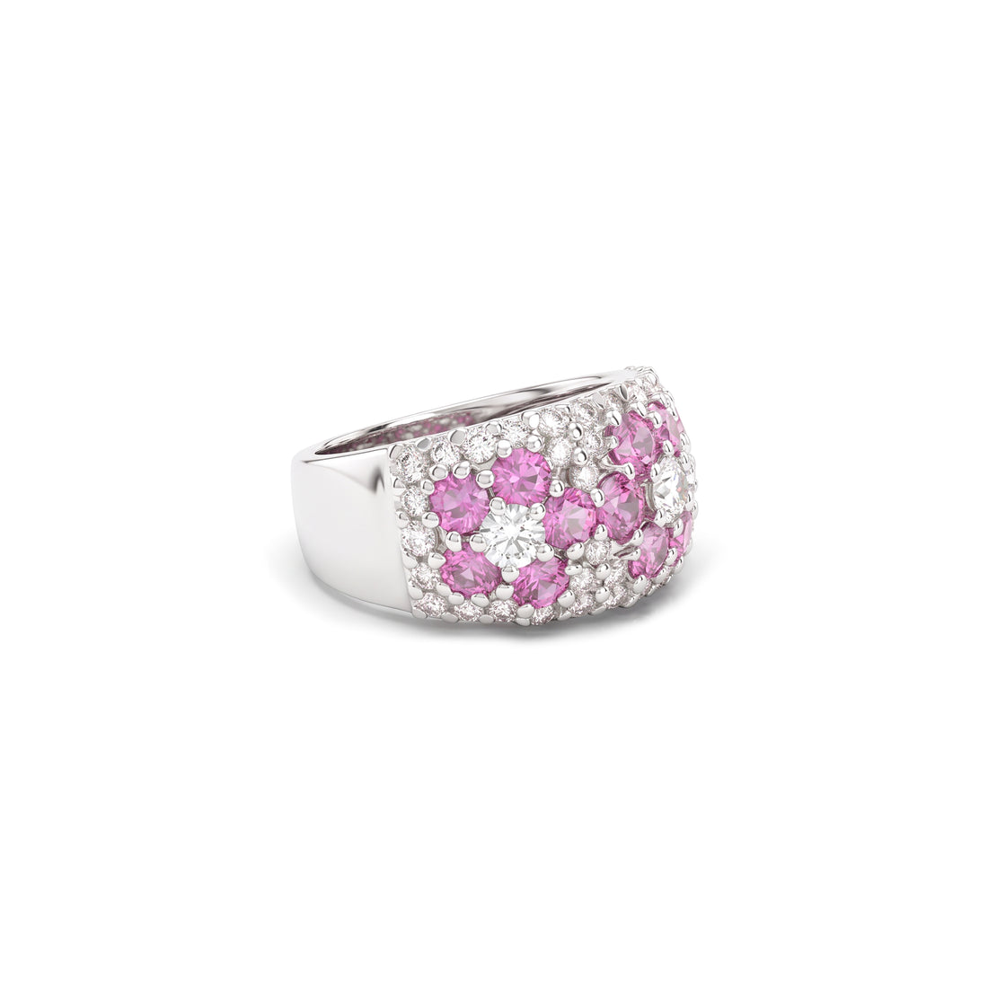 Pink Sapphire and Diamond Pavé Vintage Ring