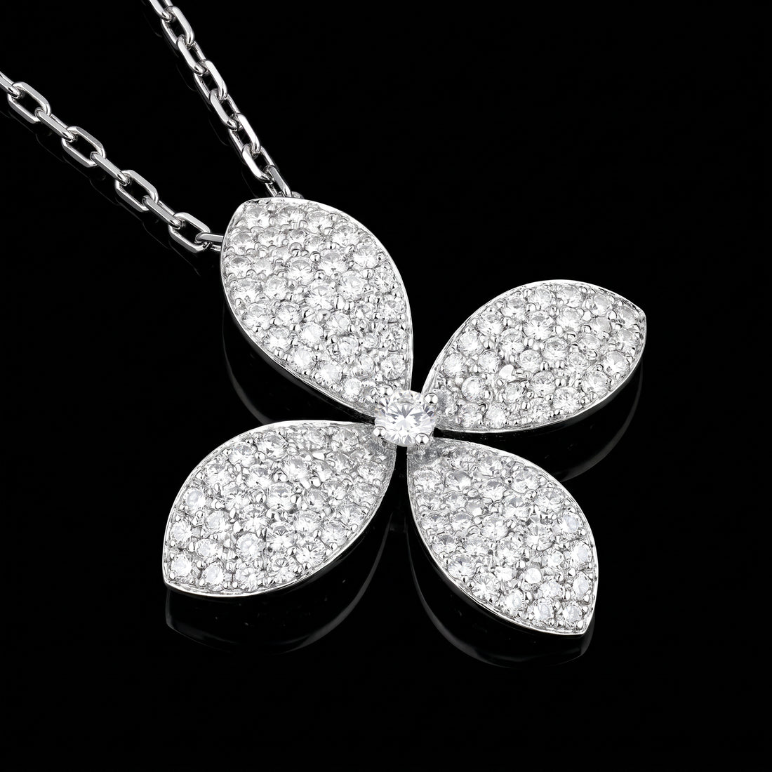 Pavé Diamond Flower Pendant