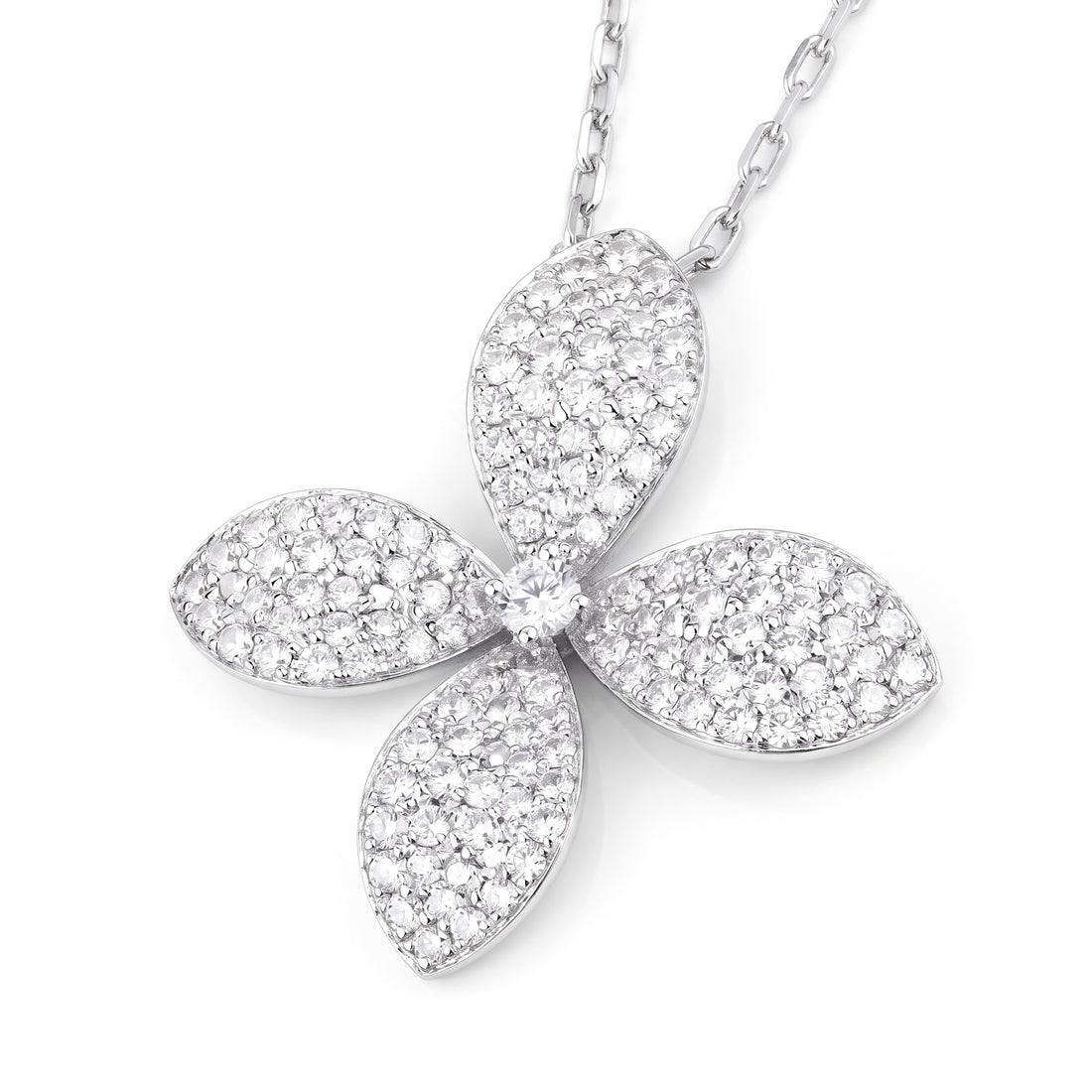 Pavé Diamond Flower Pendant
