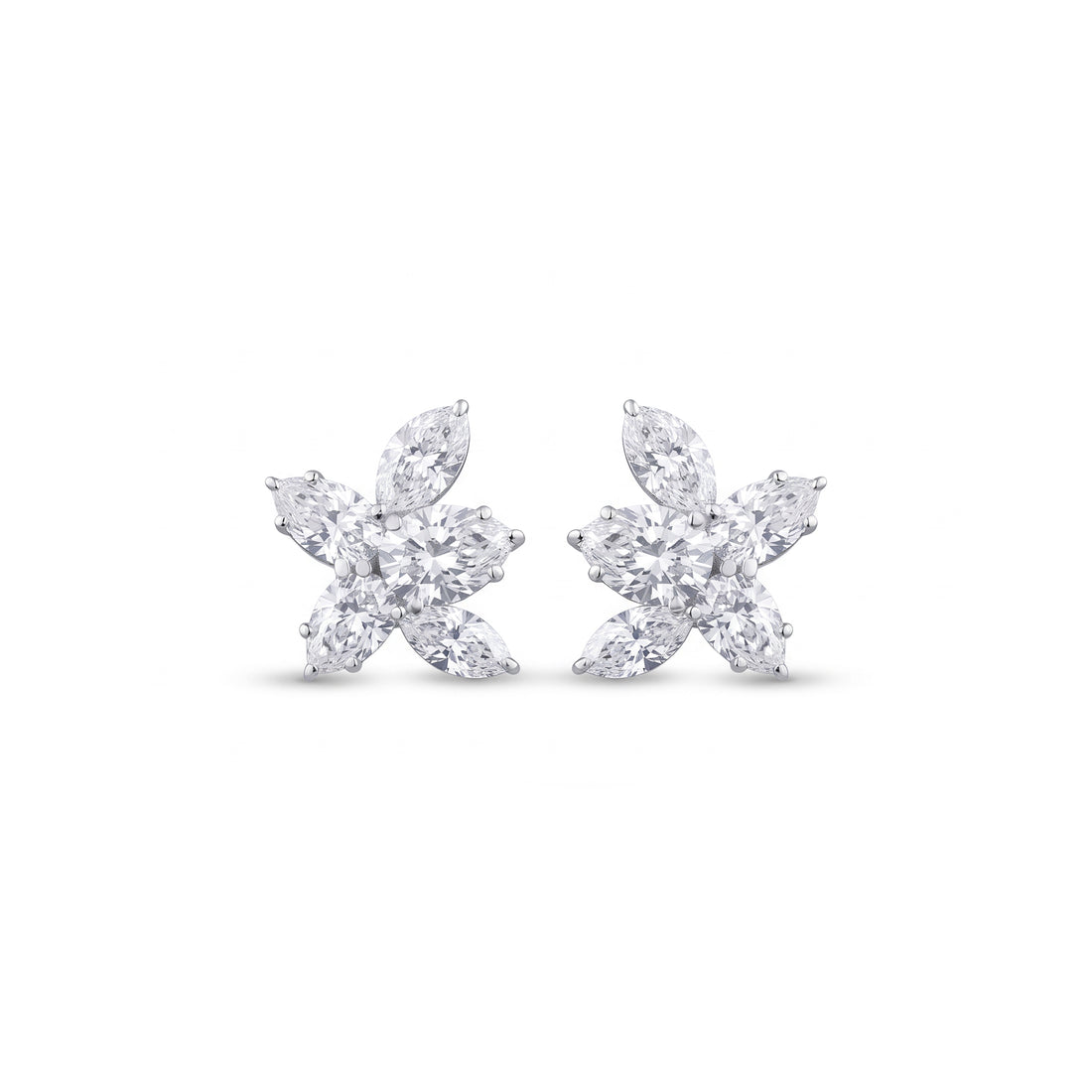 Pear Shaped Diamond Flower Earrings