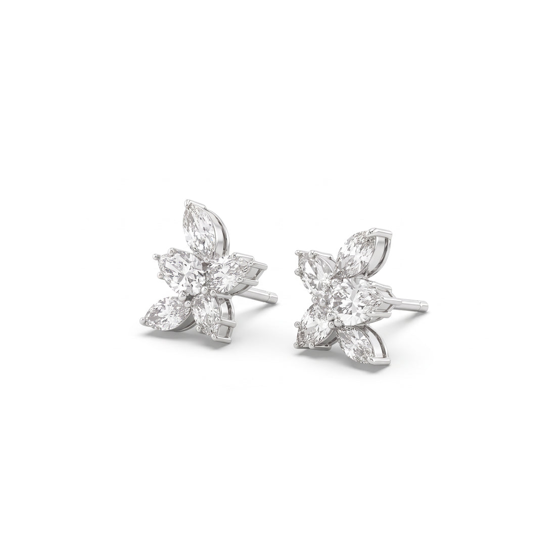 Pear Shaped Diamond Flower Earrings