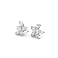 Pear Shaped Diamond Flower Earrings