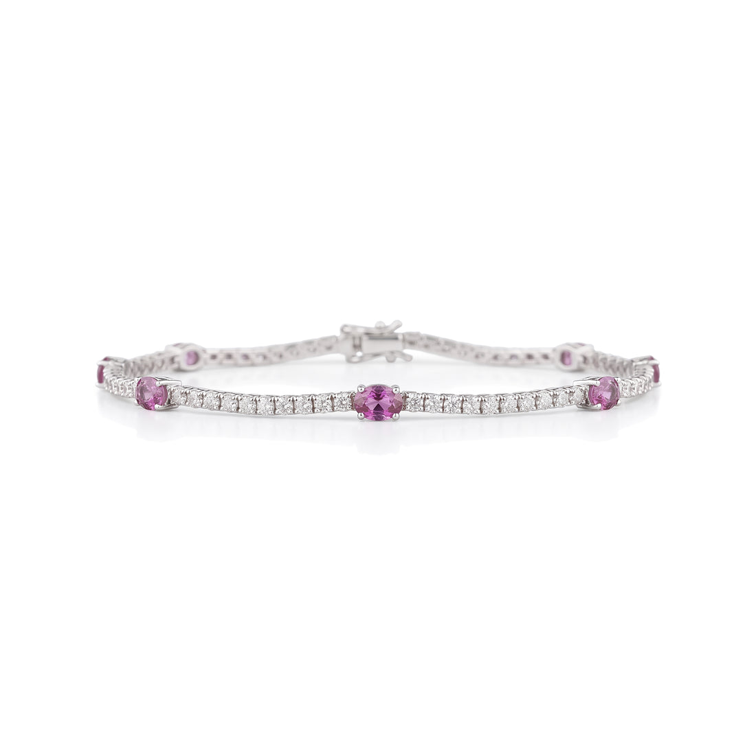 Pink Sapphire and Diamond Tennis Bracelet