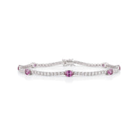 Pink Sapphire and Diamond Tennis Bracelet