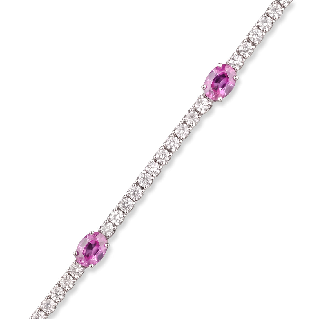 Pink Sapphire and Diamond Tennis Bracelet