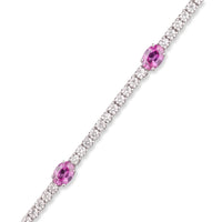 Pink Sapphire and Diamond Tennis Bracelet
