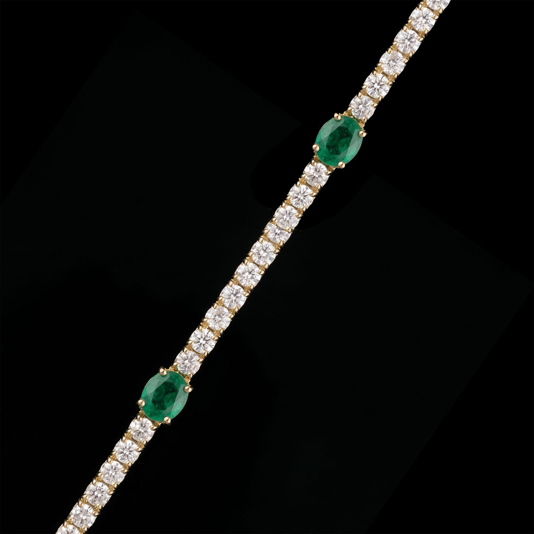 14K YG Diamond and Emerald Tennis Bracelet
