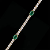 14K YG Diamond and Emerald Tennis Bracelet
