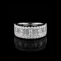 Staggered Double  Baguette and Pavé Diamond Ring