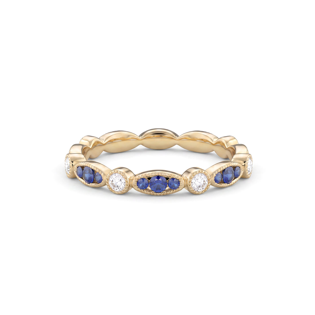 Vintage Style Diamond and Sapphire Band