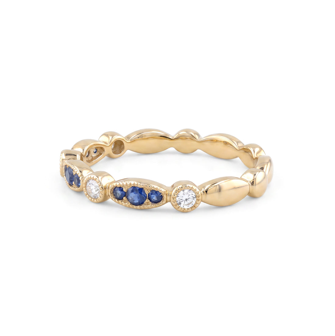 Vintage Style Diamond and Sapphire Band