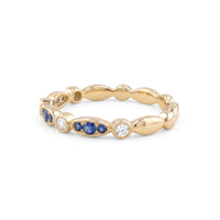 Vintage Style Diamond and Sapphire Band