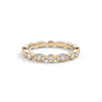 Scalloped Edge White Round Diamond Band