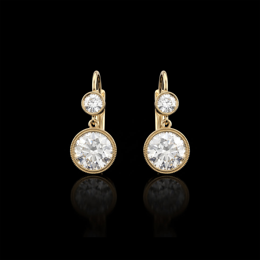 Old European Diamond Double Drop Earrings