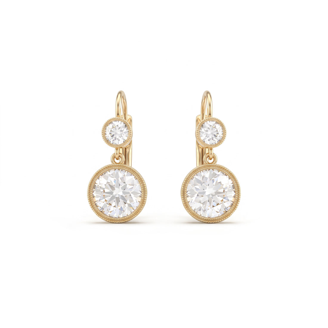 Old European Diamond Double Drop Earrings