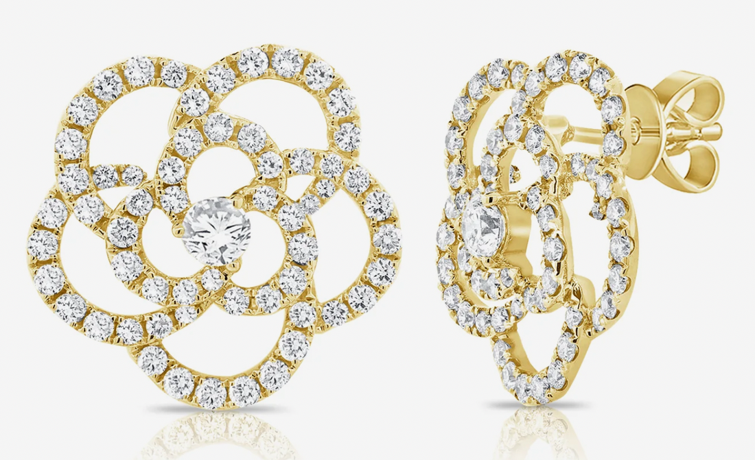 Pavé Diamond Floral Earrings