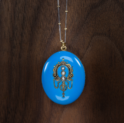 SOLD Victorian Enamel Pearl Pendant