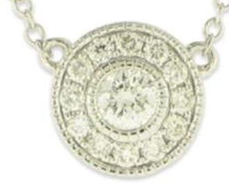 14K Round Diamond Pendant with Diamond Halo, 0.26CT