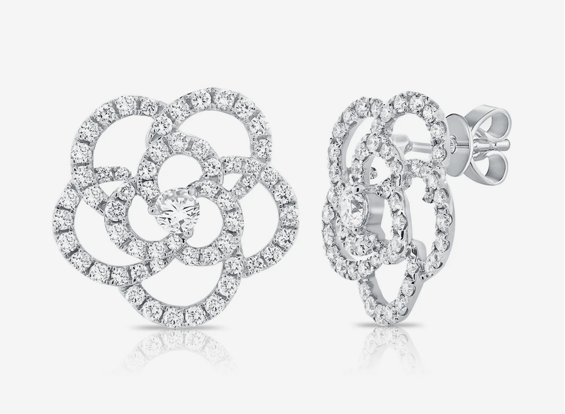 Pavé Diamond Floral Earrings