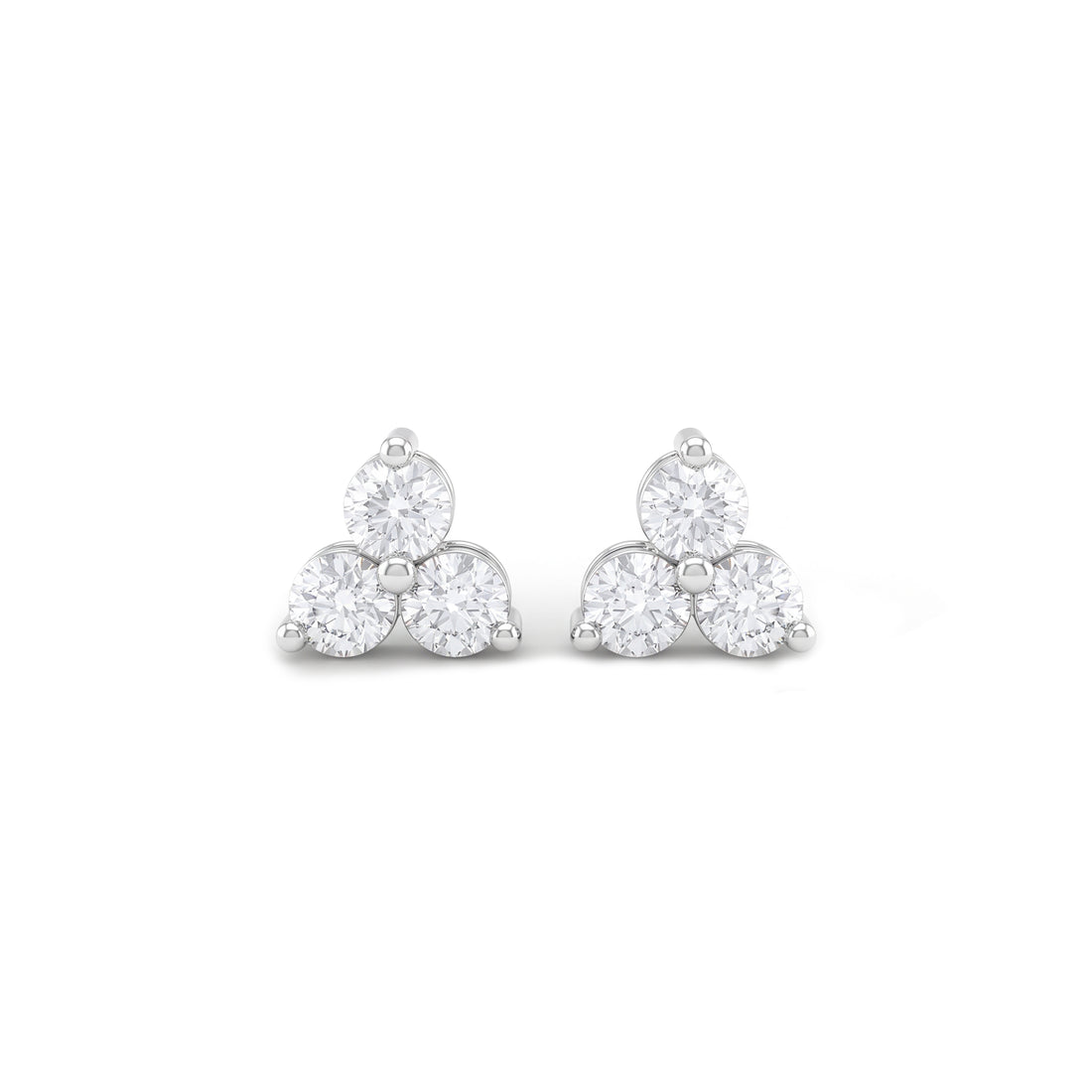 Three Stone Diamond Stud Earrings